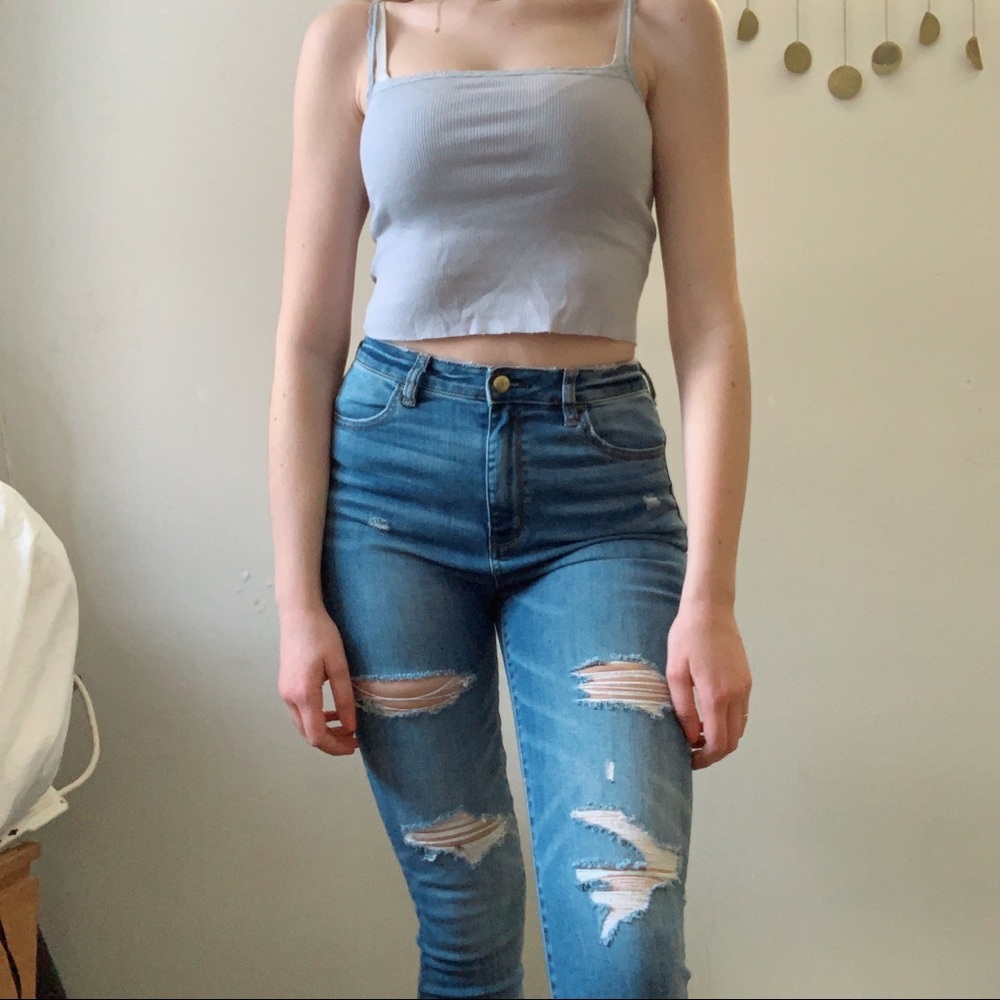High Waisted Ripped Skinny Jeans